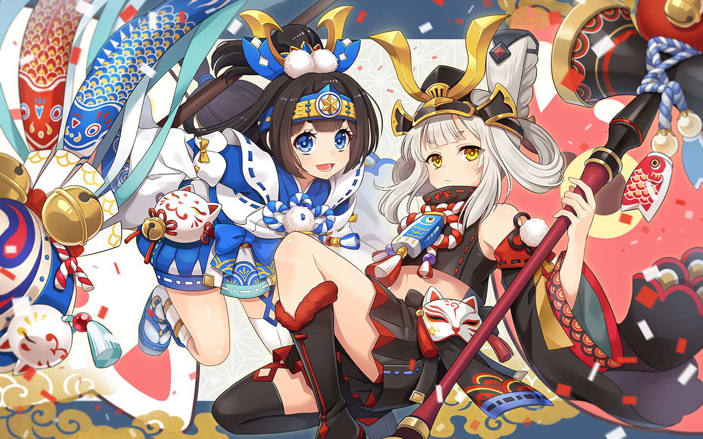 "p站【阴阳师onmyoji】青之水纹x黑之火鲤_p站双猫屋(夜猫とニャーイ)